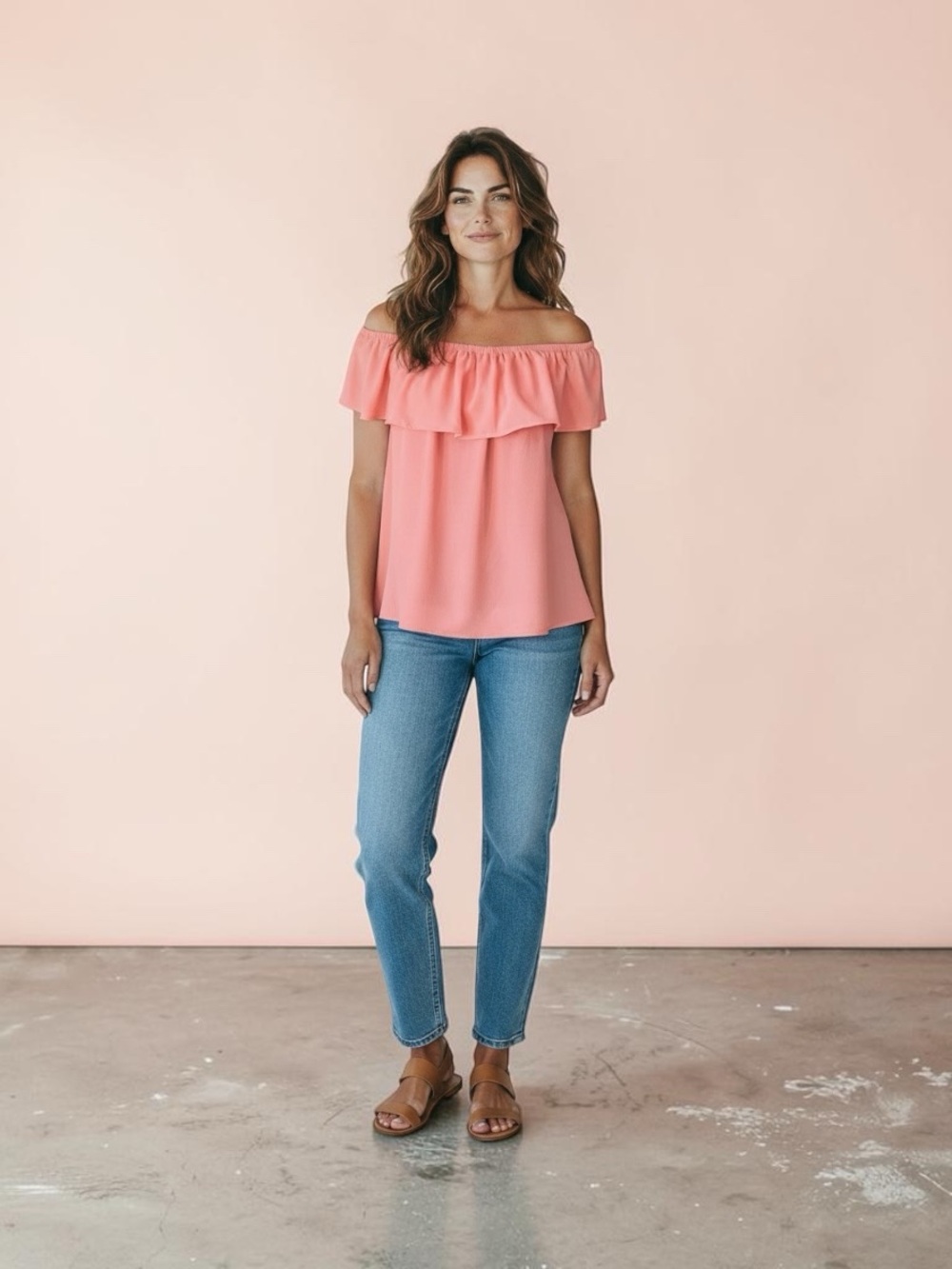 Micheal Kors NWT coral peach off the shoulder flowy top blouse extra large
